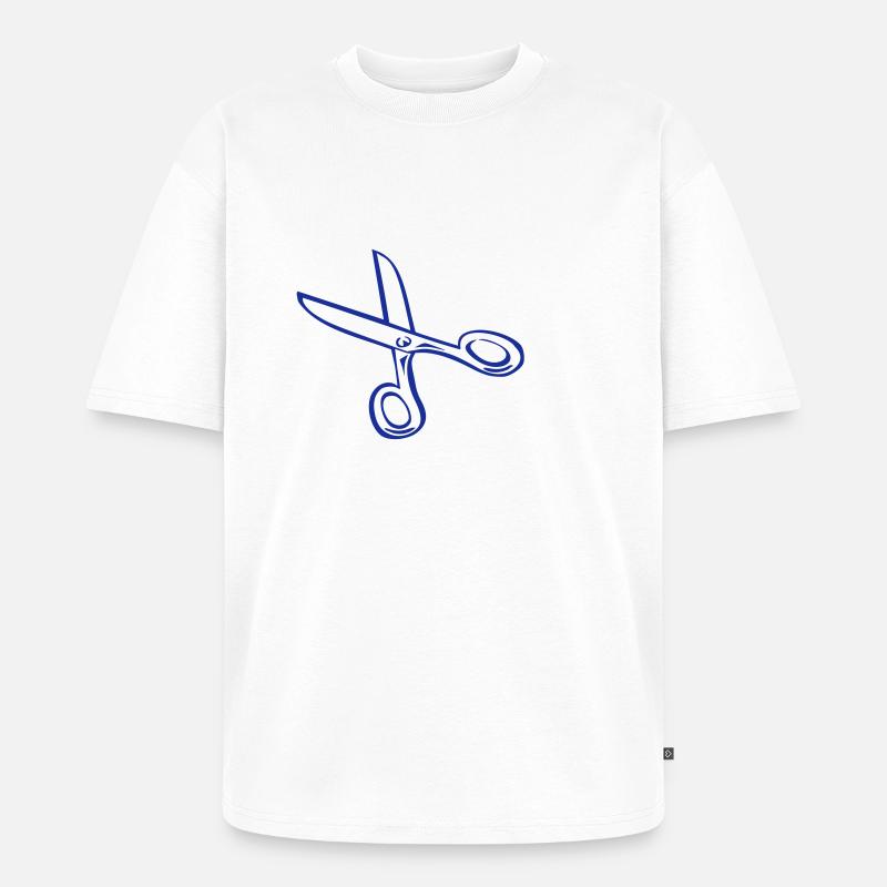 Schere - Unisex Premium Oversized Bio T-Shirt - Weiß