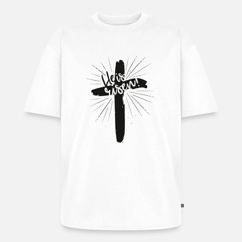 He is risen - Unisex Premium Oversized Bio T-Shirt - Weiß