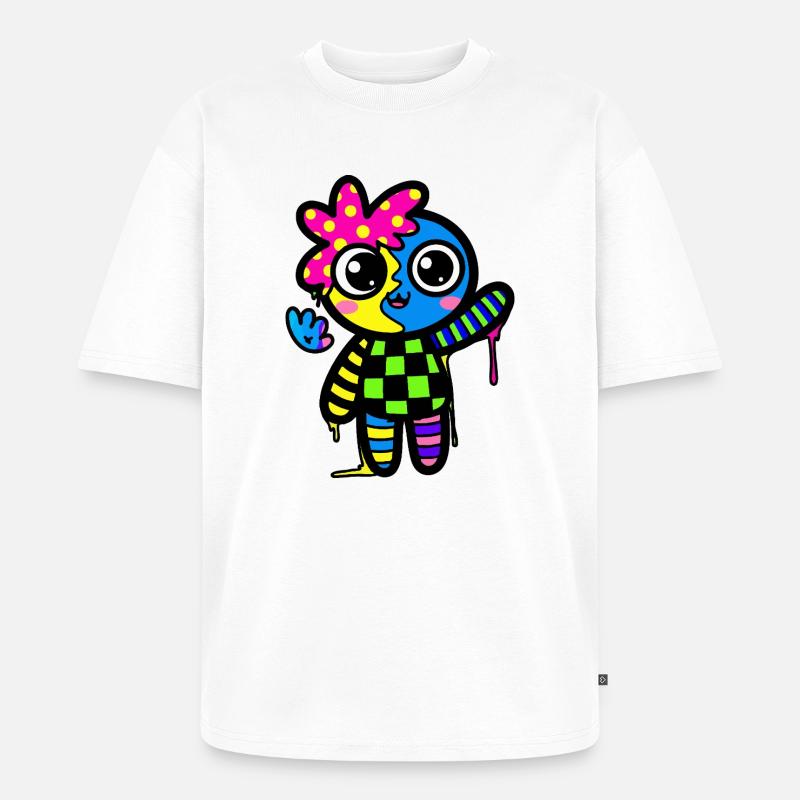 Split Face Regenbogen Pop Art - Unisex Premium Oversized Bio T-Shirt - Weiß