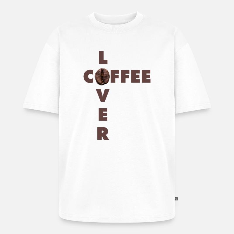 Kaffeeliebhaber-Design mit echter Bohne - Unisex Premium Oversized Bio T-Shirt - Weiß
