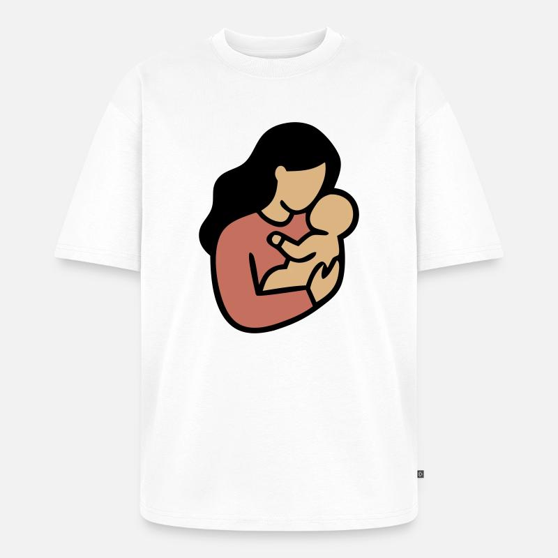 Mama Baby Boho Minimalismus - Unisex Premium Oversized Bio T-Shirt - Weiß