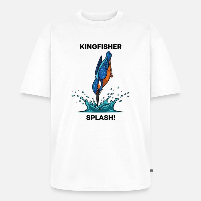 Kingfisher Splash Kingfisher River - Unisex Premium Oversized Organic T-Shirt - white