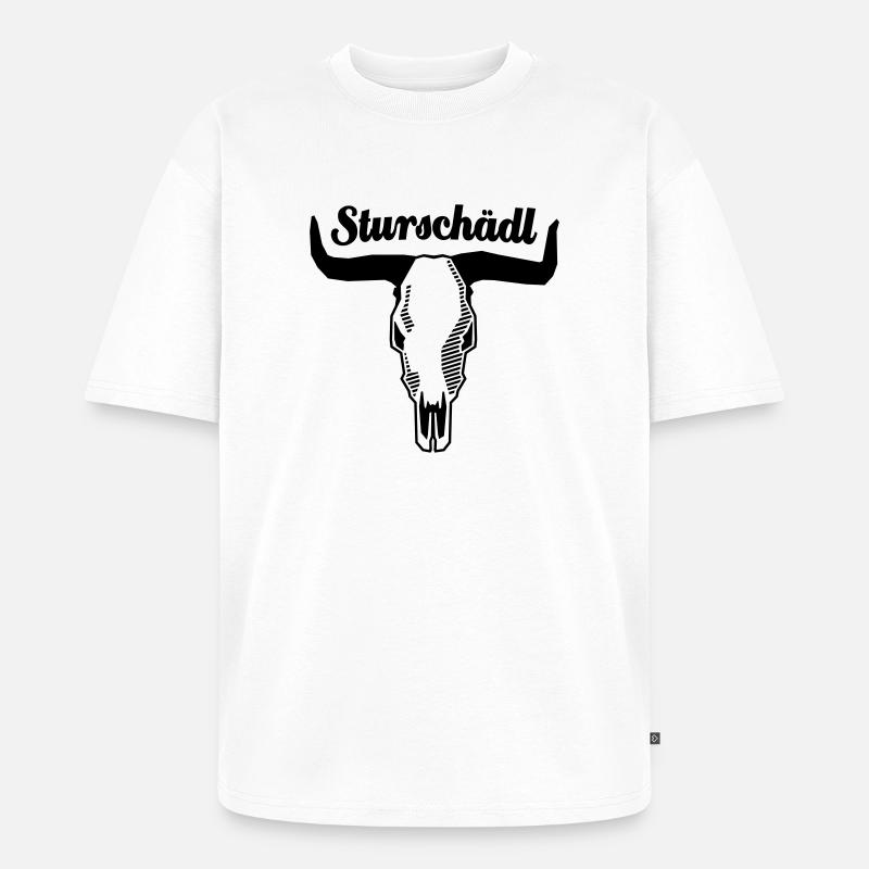Sturschädl - schwarz - Unisex Premium Oversized Bio T-Shirt - Weiß