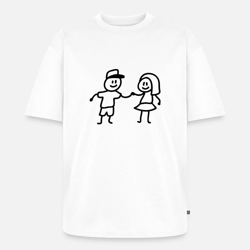 Junge Mädchen spielen - Unisex Premium Oversized Bio T-Shirt - Weiß