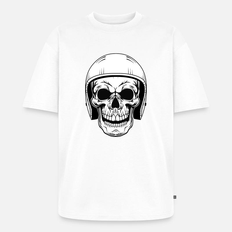 BIKER SCHÄDEL - Unisex Premium Oversized Bio T-Shirt - Weiß