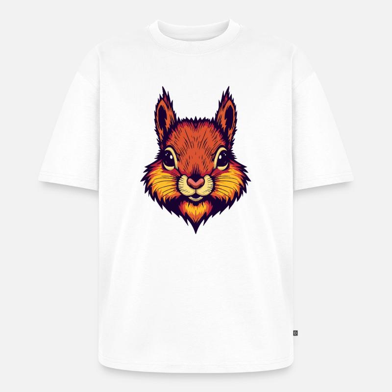 Leuchtend herbstliches Eichhörnchen  - Unisex Premium Oversized Bio T-Shirt - Weiß