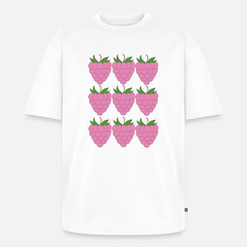 Raspberry Grid Pattern - Unisex Premium Oversized Organic T-Shirt - white