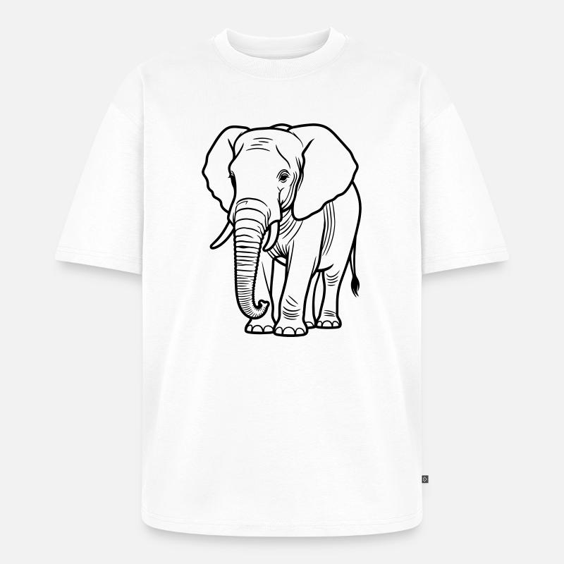 Elefant - Unisex Premium Oversized Bio T-Shirt - Weiß