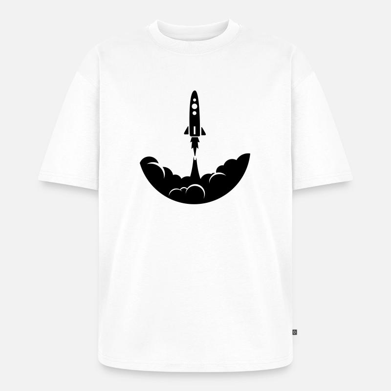 Fusée spatiale - T-shirt Premium bio oversize Unisexe - blanc