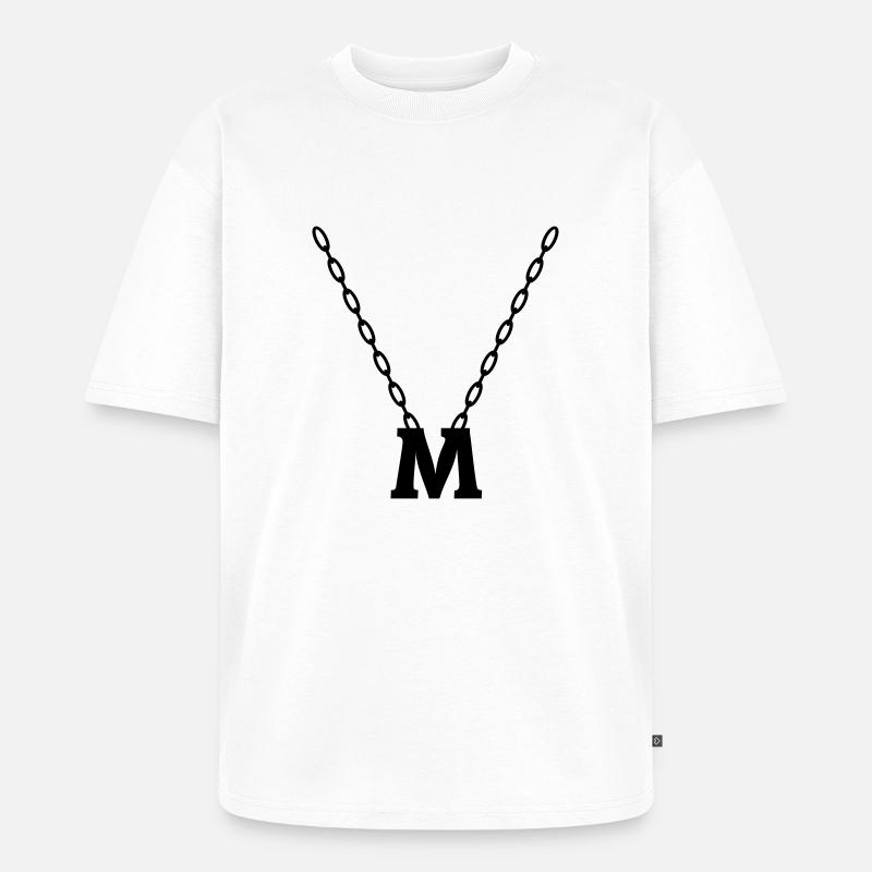 Buchstabenkette Initial M - Unisex Premium Oversized Bio T-Shirt - Weiß