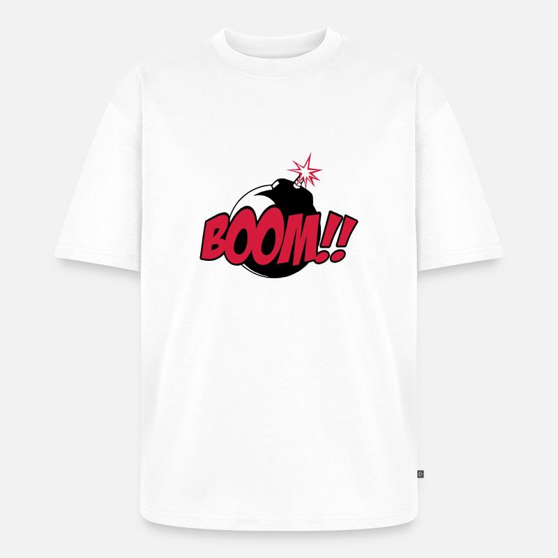 boom - comic sound - Unisex Premium Oversized Bio T-Shirt - Weiß