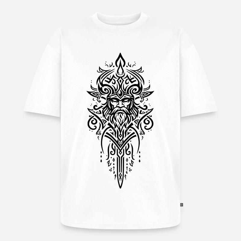 Mächtiges Stammes-Wikingermuster, Symbol der Stärke - Unisex Premium Oversized Bio T-Shirt - Weiß