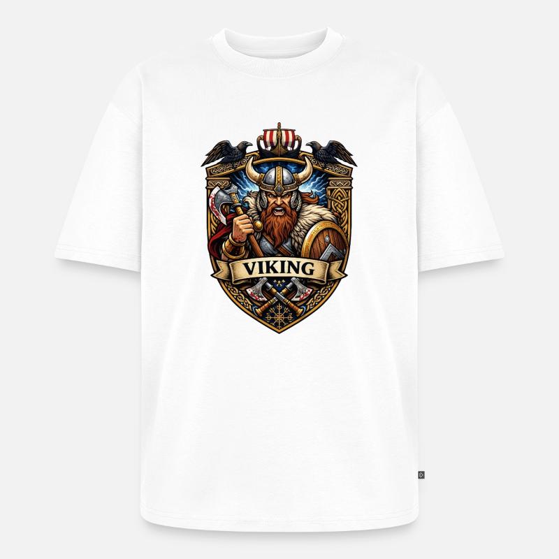 Vikinger Krieger Schildemblem - Unisex Premium Oversized Bio T-Shirt - Weiß