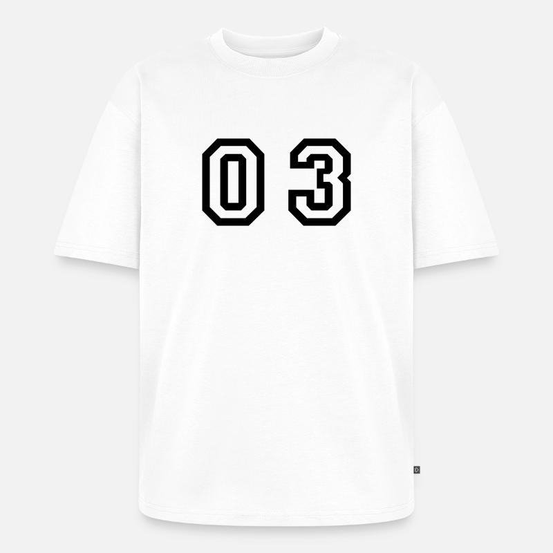 Nummer - 03 - null drei - Unisex Premium Oversized Bio T-Shirt - Weiß