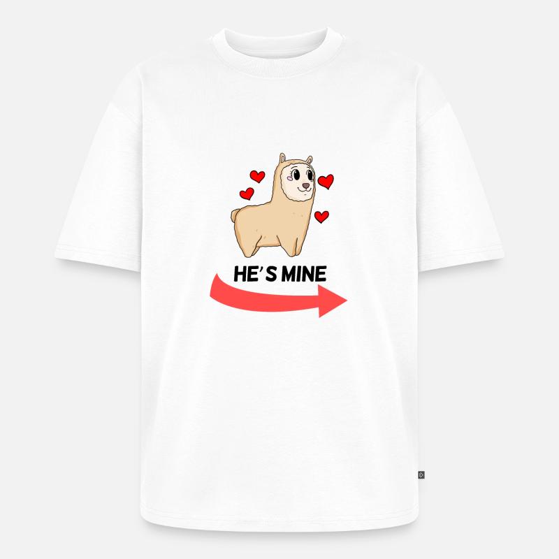 He is Mine - Partnerlook 1 - T-shirt Premium bio oversize Unisexe - blanc