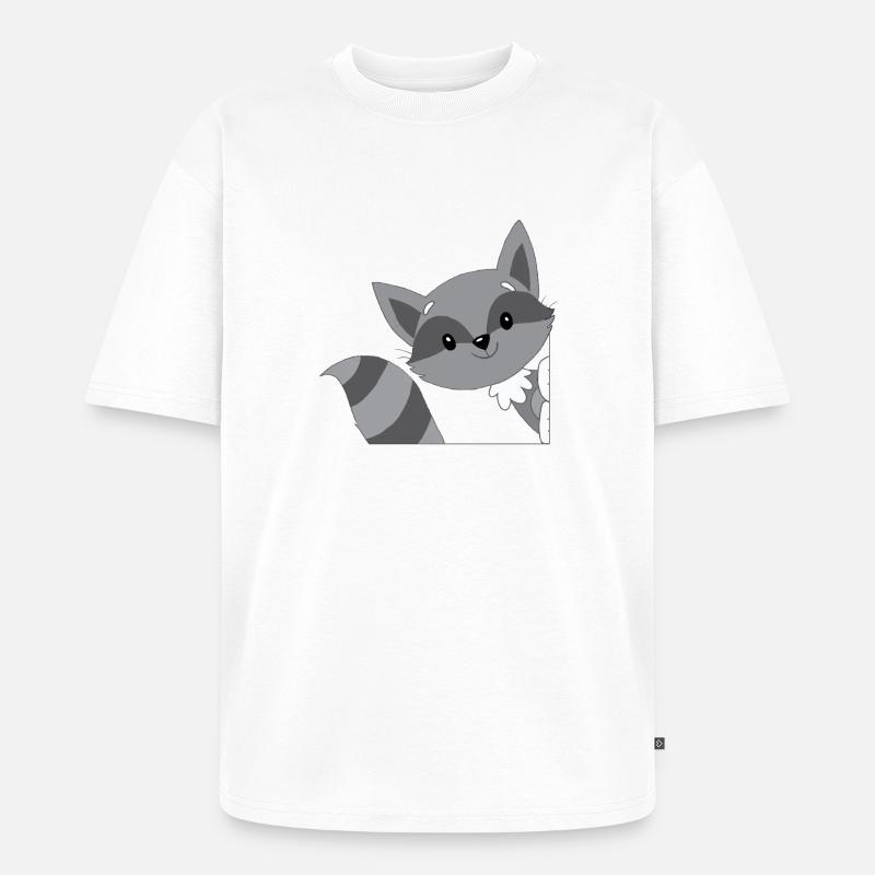 Waschbär - Unisex Premium Oversized Bio T-Shirt - Weiß