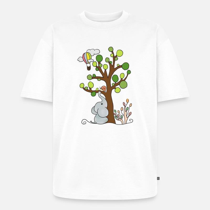 Elefant unterm Baum - Unisex Premium Oversized Bio T-Shirt - Weiß