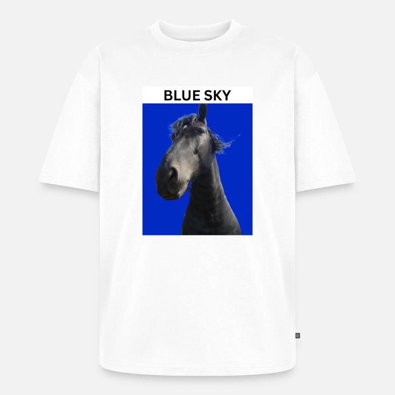 Ciel bleu et cheval - T-shirt Premium bio oversize Unisexe - blanc