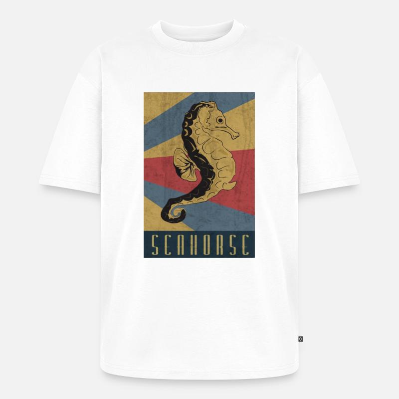 Seepferdchen Retro Seepferd Geschenk - Unisex Premium Oversized Bio T-Shirt - Weiß