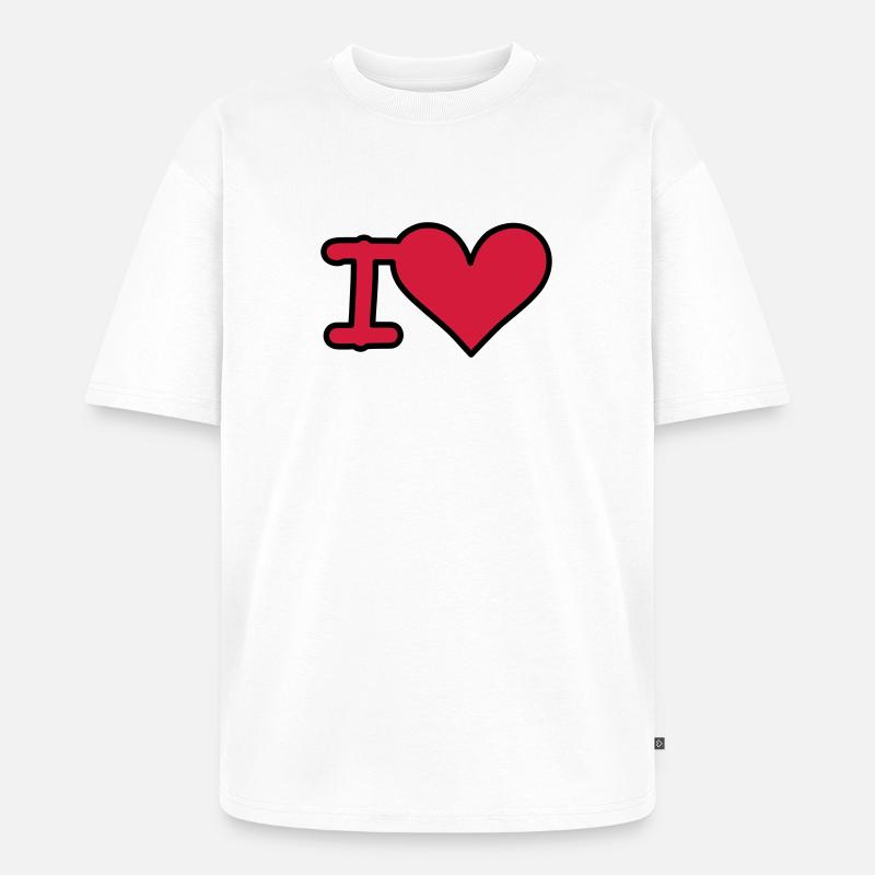 i love - Unisex Premium Oversized Bio T-Shirt - Weiß