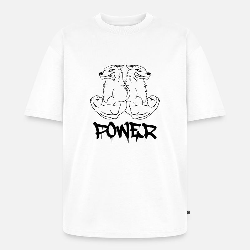 strong_wolfs_power - Unisex Premium Oversized Bio T-Shirt - Weiß