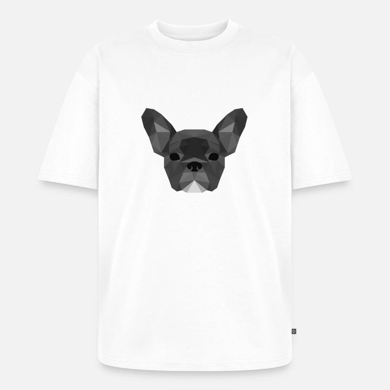 Low Poly Frenchie grey - Unisex Premium Oversized Bio T-Shirt - Weiß