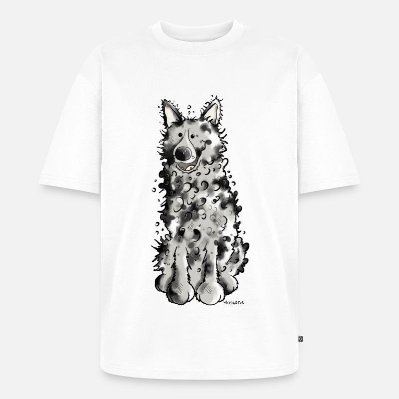 Fröhlicher Mudi - Unisex Premium Oversized Bio T-Shirt - Weiß