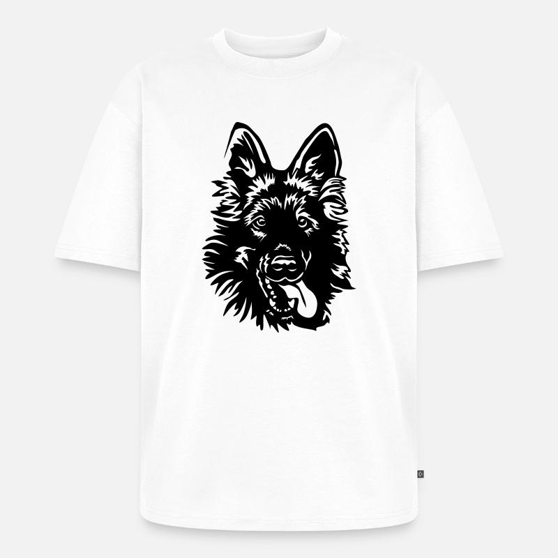 Deutscher Schäferhund Kopf - Unisex Premium Oversized Bio T-Shirt - Weiß