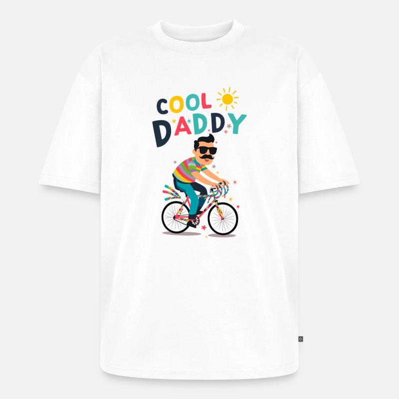 Lebendiges cooles Daddy-Radfahrer-Design - Unisex Premium Oversized Bio T-Shirt - Weiß