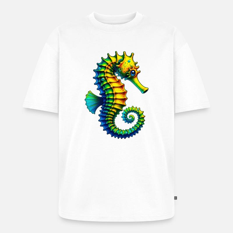 Seepferdchen - Unisex Premium Oversized Bio T-Shirt - Weiß