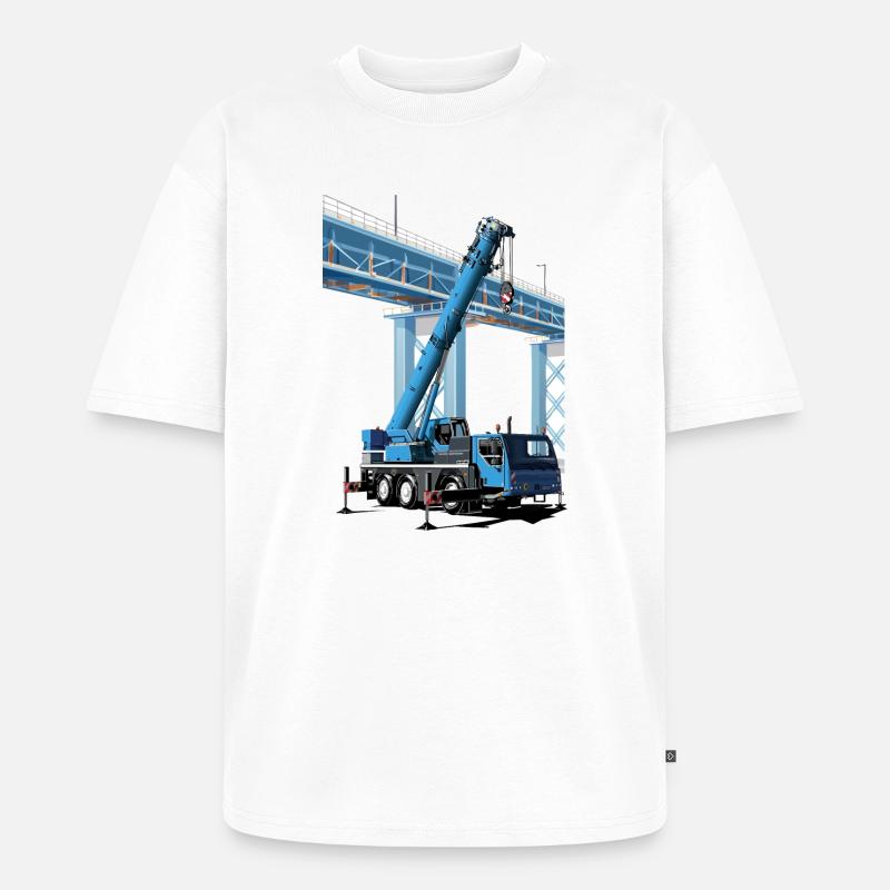 Mobile crane assembles bridge sections - Unisex Premium Oversized Organic T-Shirt - white
