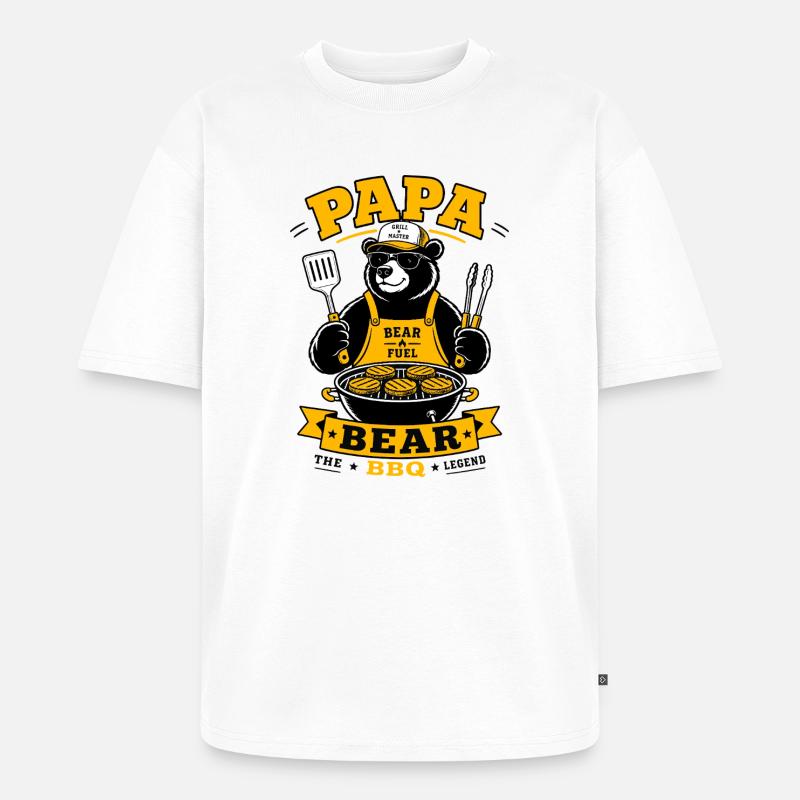 Papa Bear BBQ Grill Master - Unisex Premium Oversized Bio T-Shirt - Weiß