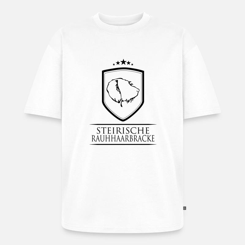 STEIRISCHE RAUHHAARBRACKE WAPPEN - Unisex Premium Oversized Bio T-Shirt - Weiß