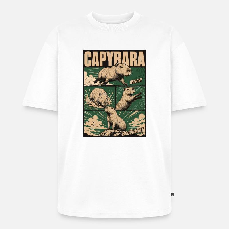 Chilliges Capybara Comic - Unisex Premium Oversized Bio T-Shirt - Weiß