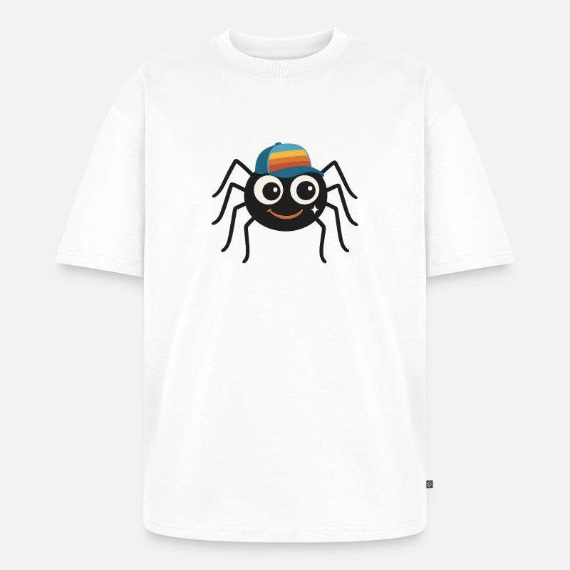 Coole Spinne mit Retro-Cappy – süß & frech - Unisex Premium Oversized Bio T-Shirt - Weiß