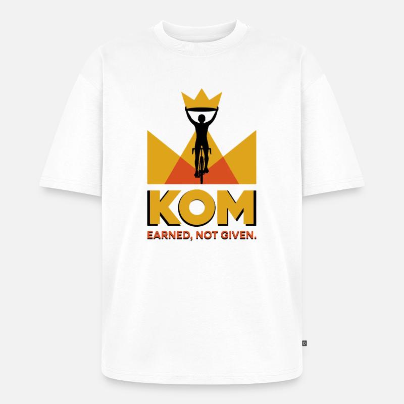 Radfahrer KOM Krone Logo Geschenk - Unisex Premium Oversized Bio T-Shirt - Weiß