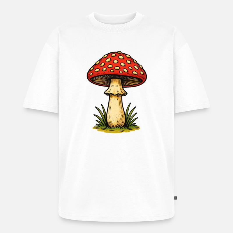 Red Toadstool Retro - Unisex Premium Oversized Organic T-Shirt - white
