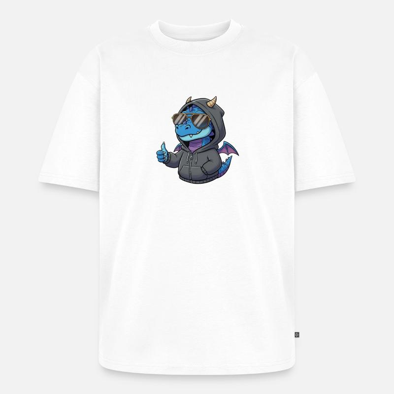 Kapuzenpulli Feuersprüher mit Sonnenbrille - Unisex Premium Oversized Bio T-Shirt - Weiß