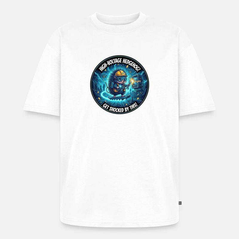 Hochspannung Igel: Stromschock-Design - Unisex Premium Oversized Bio T-Shirt - Weiß