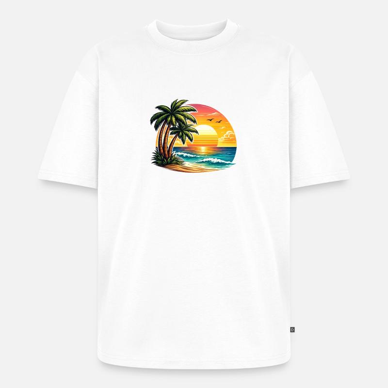 Coucher de soleil à Palm Beach - T-shirt Premium bio oversize Unisexe - blanc