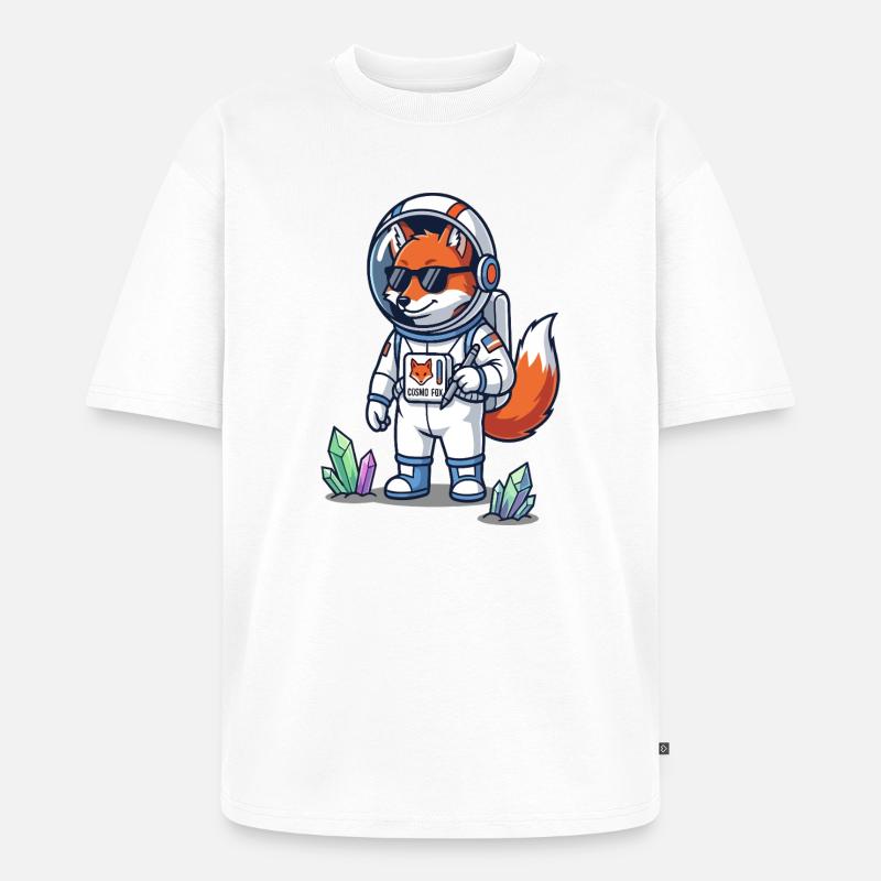 Cosmo Fox Astronaut Space Explorer - Unisex Premium Oversized Bio T-Shirt - Weiß