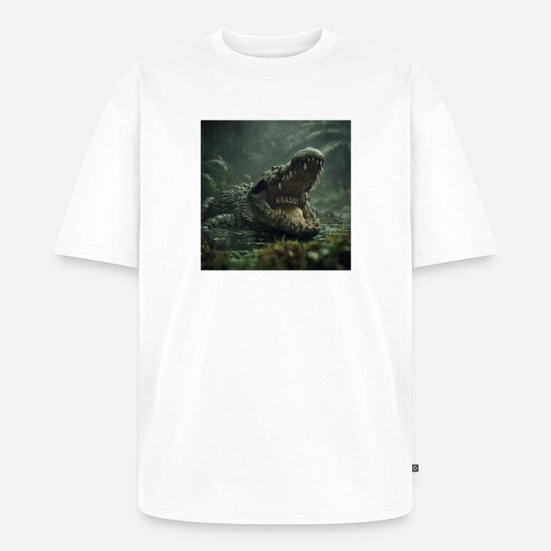 KRASS! Das wilde Krokodil - Unisex Premium Oversized Bio T-Shirt - Weiß