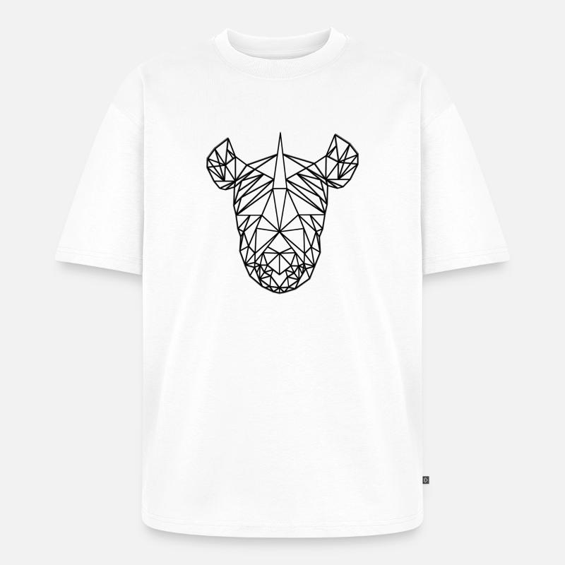 Rhino LowPoly Black & White - Unisex Premium Oversized Bio T-Shirt - Weiß