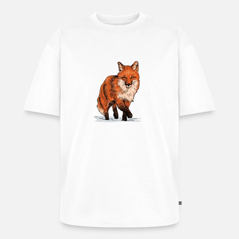 Fuchs in Wildbahn - Unisex Premium Oversized Bio T-Shirt - Weiß