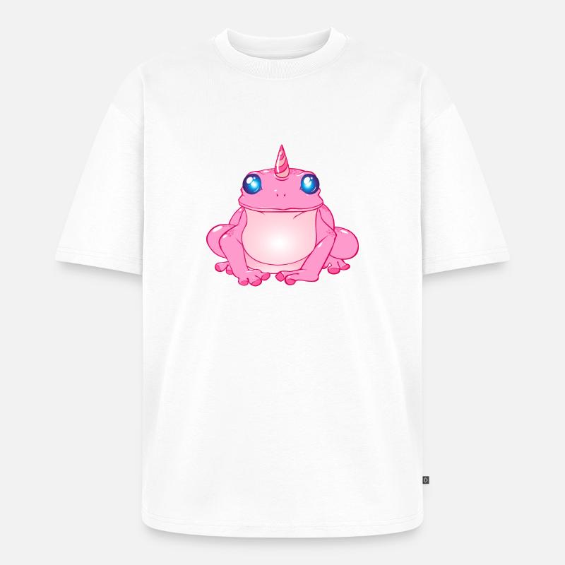 Frosch mit Horn - Unisex Premium Oversized Bio T-Shirt - Weiß