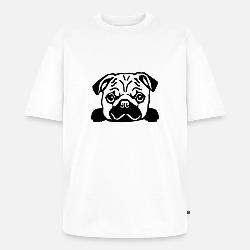 Mops - Unisex Premium Oversized Bio T-Shirt - Weiß