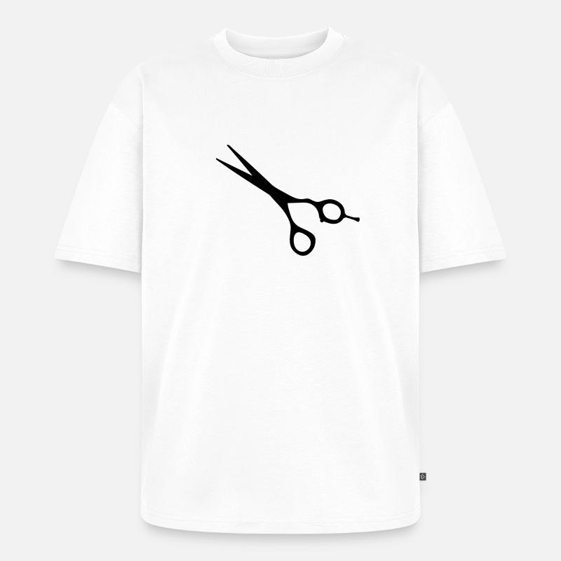 ciseaux coiffure coiffeur coiffeuse dessin - T-shirt Premium bio oversize Unisexe - blanc