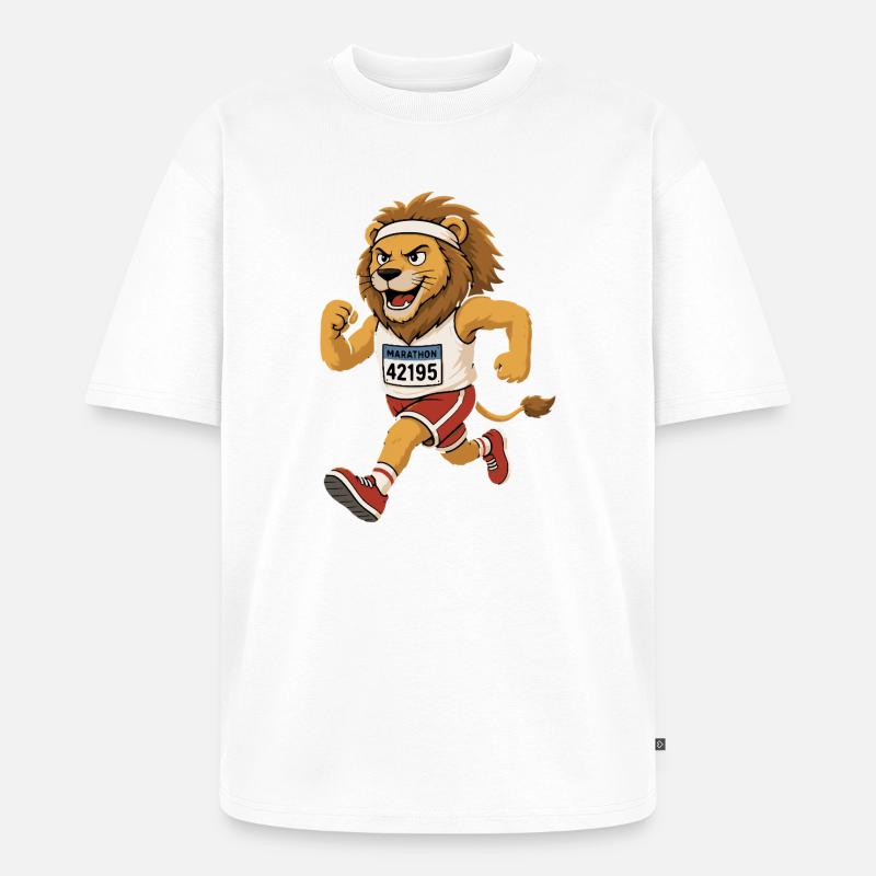 Laufender Löwe im Comic Stil - Unisex Premium Oversized Bio T-Shirt - Weiß