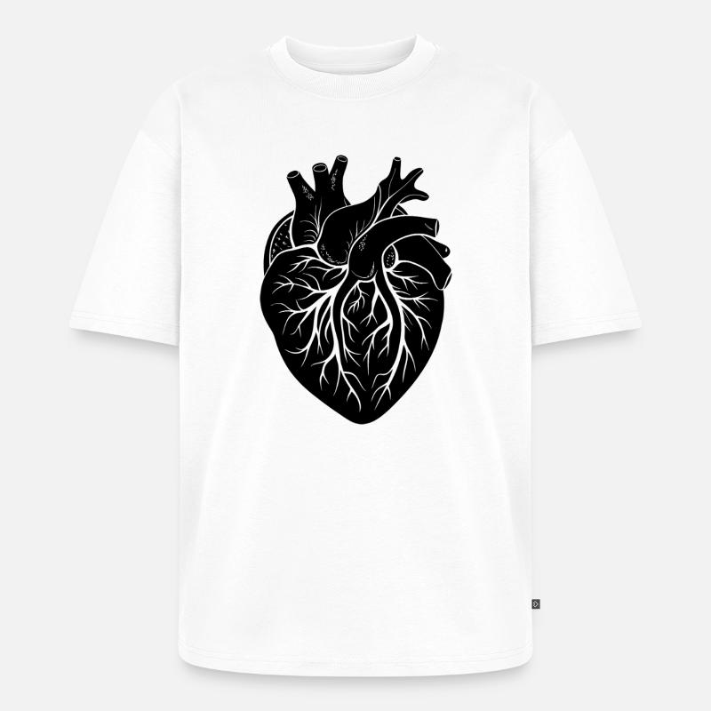 anatomisches Herz - Unisex Premium Oversized Bio T-Shirt - Weiß