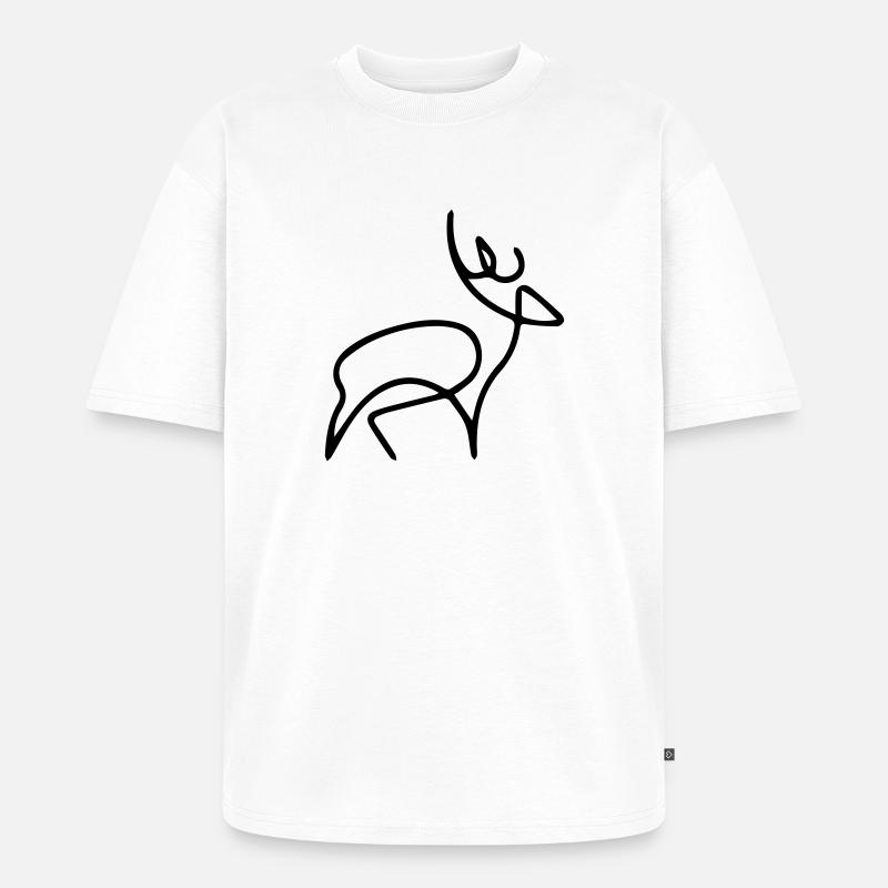 oneline Hirsch - Unisex Premium Oversized Bio T-Shirt - Weiß